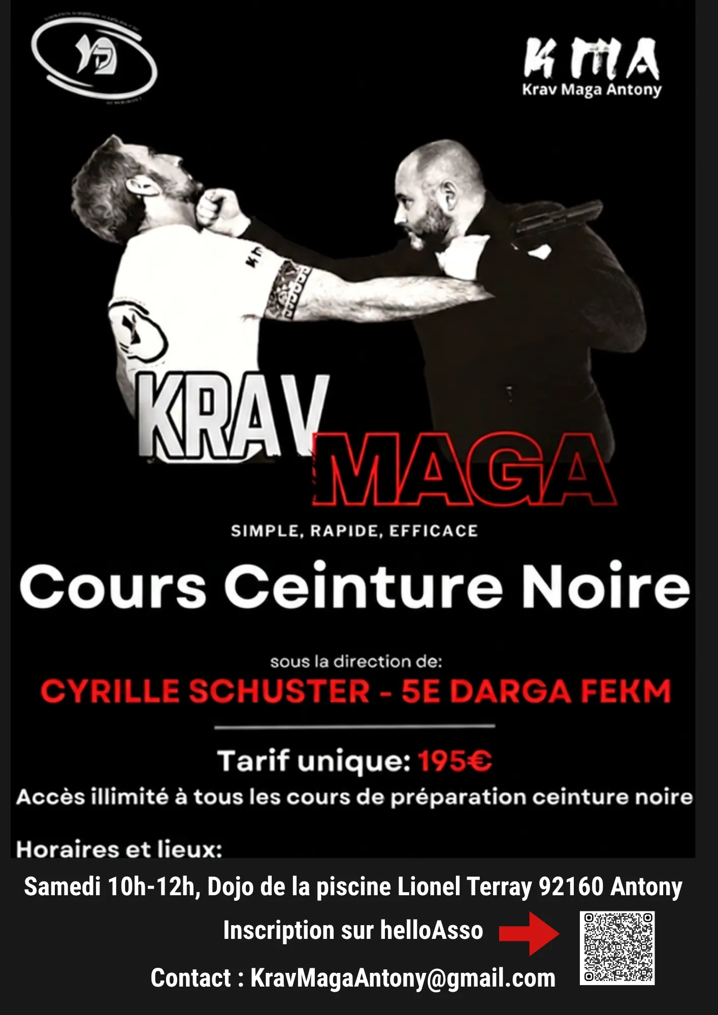 Affiche du cours Ceinture Noire du samedi